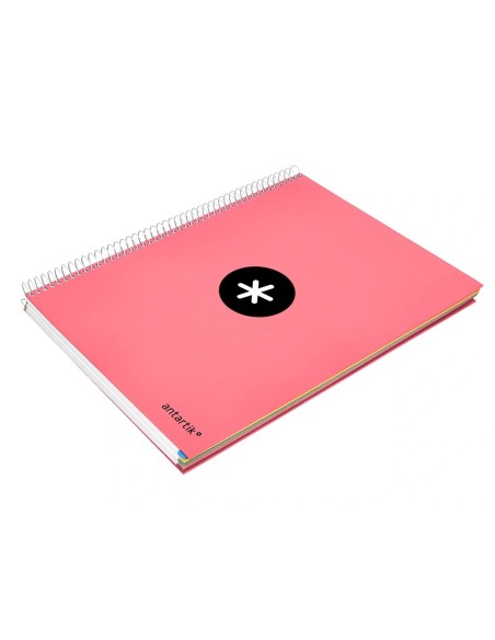 CI | Cuaderno Espiral Liderpapel A4 Micro Antartik Tapa Forrada 120H 100 Gr Liso 5 Bandas 4 Taladros Color Coral