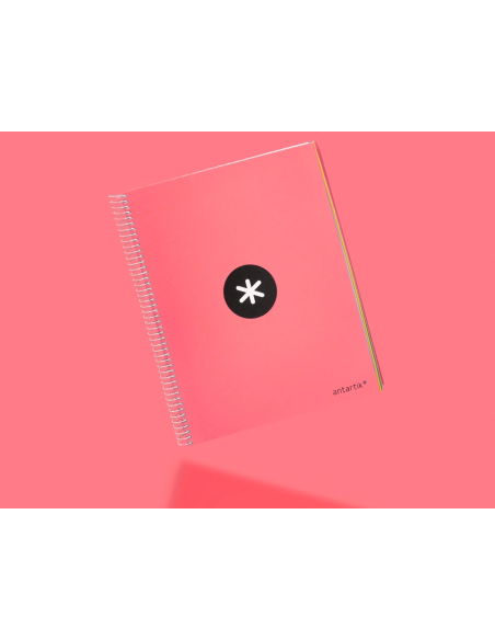 CI | Cuaderno Espiral Liderpapel A4 Micro Antartik Tapa Forrada 120H 100 Gr Liso 5 Bandas 4 Taladros Color Coral
