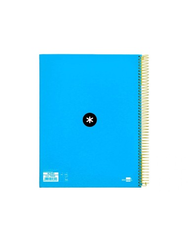 CI | Cuaderno espiral liderpapel a4 micro antartik tapa forrada 120h 100 gr liso con bandas 4 taladros color azul