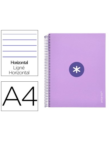 CI | Cuaderno Espiral Liderpapel A4 Micro Antartik Tapa Forrada 120H 100 Gr Horizontal 5 Banda4 Taladros Color Lavanda