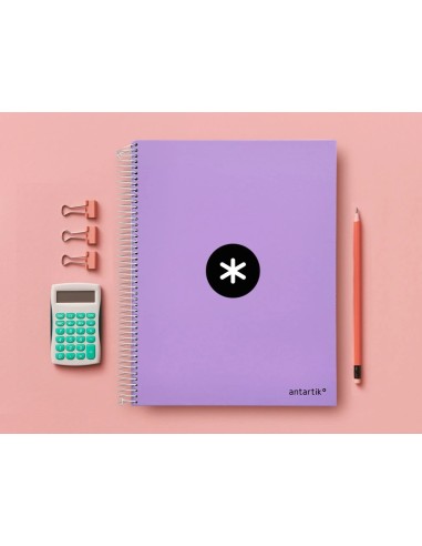 CI | Cuaderno Espiral Liderpapel A4 Micro Antartik Tapa Forrada 120H 100 Gr Horizontal 5 Banda4 Taladros Color Lavanda