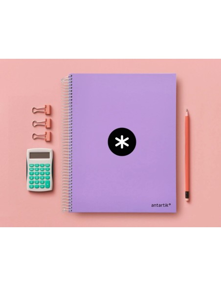 CI | Cuaderno Espiral Liderpapel A4 Micro Antartik Tapa Forrada 120H 100 Gr Horizontal 5 Banda4 Taladros Color Lavanda