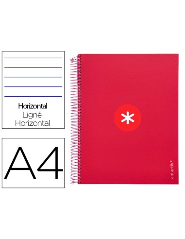 CI | Cuaderno Espiral Liderpapel A4 Micro Antartik Tapa Forrada120H 100 Gr Horizontal 5 Banda4 Taladros Color Frambuesa