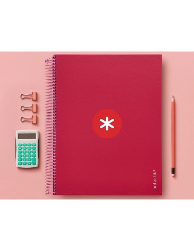 CI | Cuaderno Espiral Liderpapel A4 Micro Antartik Tapa Forrada120H 100 Gr Horizontal 5 Banda4 Taladros Color Frambuesa