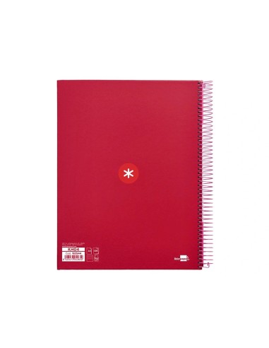 CI | Cuaderno Espiral Liderpapel A4 Micro Antartik Tapa Forrada120H 100 Gr Horizontal 5 Banda4 Taladros Color Frambuesa