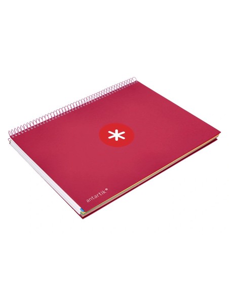 CI | Cuaderno Espiral Liderpapel A4 Micro Antartik Tapa Forrada120H 100 Gr Horizontal 5 Banda4 Taladros Color Frambuesa