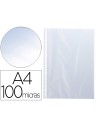 CI | Funda multitaladro q-connect din a4 100 mc cristal caja de 100 unidades