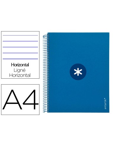 CI | Cuaderno Espiral Liderpapel A4 Micro Antartik Tapa Forrada120H 100 Gr Horizontal 5 Banda4 Taladros Color Azul Oscuro