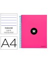 CI | Cuaderno espiral liderpapel a4 micro antartik tapa forrada 120h 100 gr horizontal 5 bandas 4 taladros color rosa