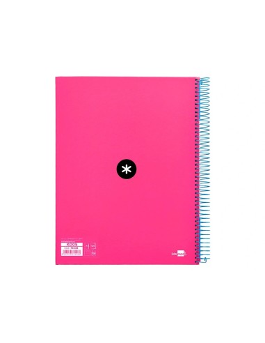 CI | Cuaderno espiral liderpapel a4 micro antartik tapa forrada 120h 100 gr horizontal 5 bandas 4 taladros color rosa
