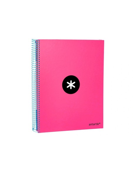 CI | Cuaderno espiral liderpapel a4 micro antartik tapa forrada 120h 100 gr horizontal 5 bandas 4 taladros color rosa