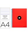 CI | Cuaderno espiral liderpapel a4 micro antartik tapa forrada 120h 100 gr horizontal 5 bandas 4 taladros color rojo