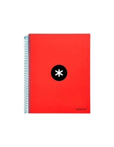 CI | Cuaderno espiral liderpapel a4 micro antartik tapa forrada 120h 100 gr horizontal 5 bandas 4 taladros color rojo