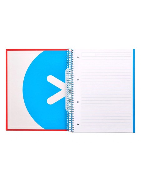 CI | Cuaderno espiral liderpapel a4 micro antartik tapa forrada 120h 100 gr horizontal 5 bandas 4 taladros color rojo