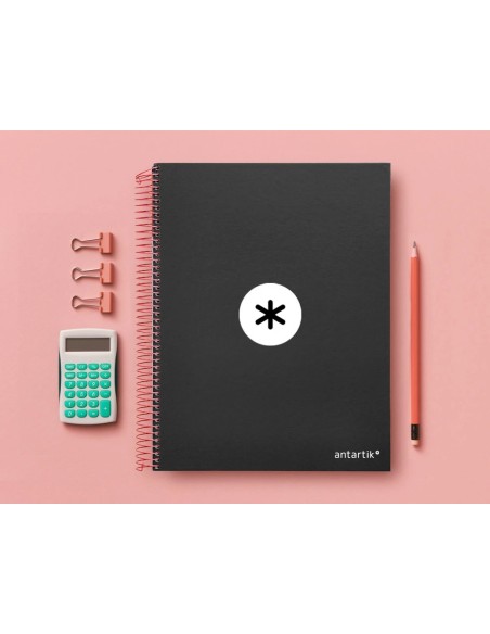 CI | Cuaderno espiral liderpapel a4 micro antartik tapa forrada 120h 100 gr horizontal 5 bandas 4 taladros color negro