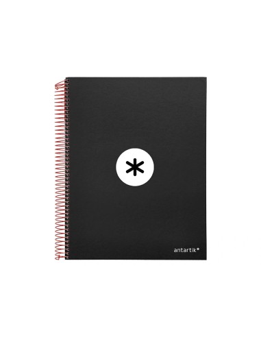CI | Cuaderno espiral liderpapel a4 micro antartik tapa forrada 120h 100 gr horizontal 5 bandas 4 taladros color negro