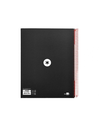 CI | Cuaderno espiral liderpapel a4 micro antartik tapa forrada 120h 100 gr horizontal 5 bandas 4 taladros color negro