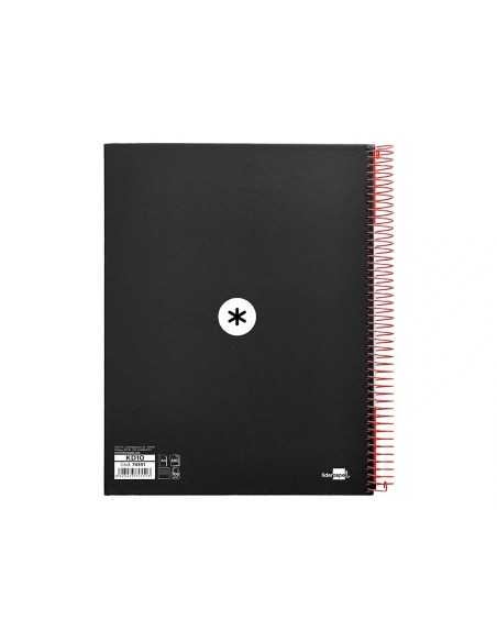 CI | Cuaderno espiral liderpapel a4 micro antartik tapa forrada 120h 100 gr horizontal 5 bandas 4 taladros color negro
