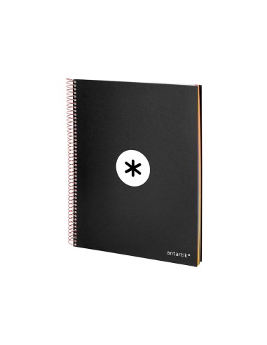 CI | Cuaderno espiral liderpapel a4 micro antartik tapa forrada 120h 100 gr horizontal 5 bandas 4 taladros color negro