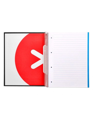 CI | Cuaderno espiral liderpapel a4 micro antartik tapa forrada 120h 100 gr horizontal 5 bandas 4 taladros color negro