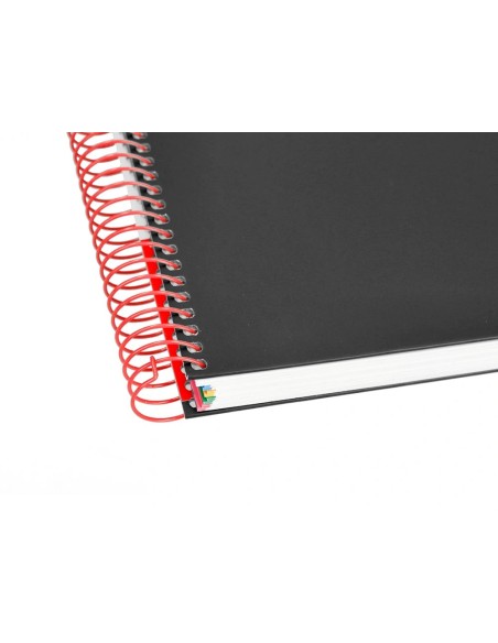 CI | Cuaderno espiral liderpapel a4 micro antartik tapa forrada 120h 100 gr horizontal 5 bandas 4 taladros color negro