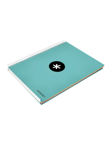 CI | Cuaderno espiral liderpapel a4 micro antartik tapa forrada 120h 100 gr horizontal 5 banda4 taladores color menta
