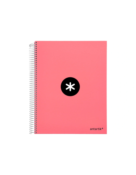 CI | Cuaderno espiral liderpapel a4 micro antartik tapa forrada 120h 100 gr horizontal 5 banda4 taladors color coral