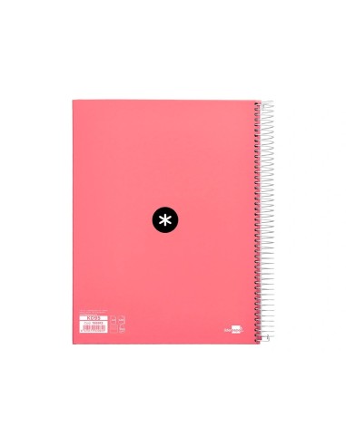 CI | Cuaderno espiral liderpapel a4 micro antartik tapa forrada 120h 100 gr horizontal 5 banda4 taladors color coral