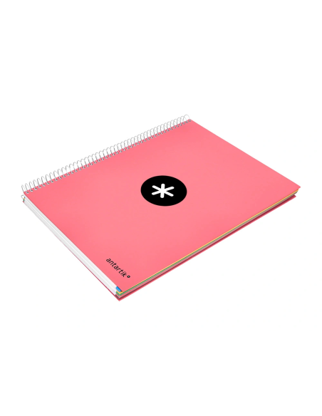 CI | Cuaderno espiral liderpapel a4 micro antartik tapa forrada 120h 100 gr horizontal 5 banda4 taladors color coral