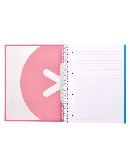 CI | Cuaderno espiral liderpapel a4 micro antartik tapa forrada 120h 100 gr horizontal 5 banda4 taladors color coral