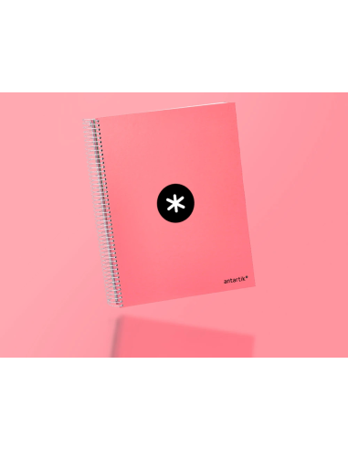 CI | Cuaderno espiral liderpapel a4 micro antartik tapa forrada 120h 100 gr horizontal 5 banda4 taladors color coral