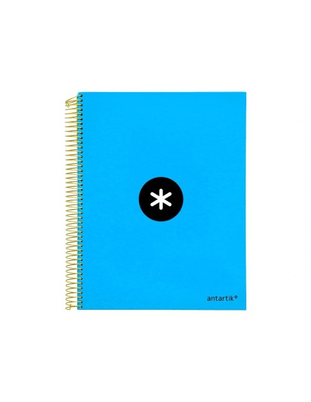 CI | Cuaderno espiral liderpapel a4 micro antartik tapa forrada 120h 100 gr horizontal 5 bandas 4 taladros color azul