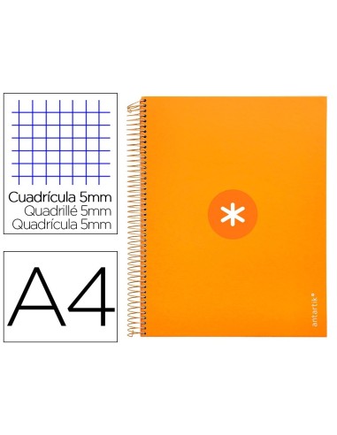 CI | Cuaderno Espiral Liderpapel A4 Micro Antartik Tapa Forrada120H 100 Gr Cuadro 5Mm 5 Banda4 Taladros Color Mostaza