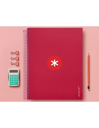 CI | Cuaderno Espiral Liderpapel A4 Micro Antartik Tapa Forrada120H 100 Gr Cuadro 5Mm 5 Banda4 Taladros Color Frambuesa