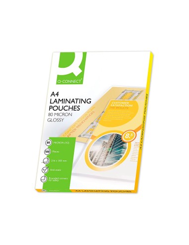 CI | Bolsa de plastificar q-connect 303 x 216 mm 80 mc din a4 caja de 100 unidades