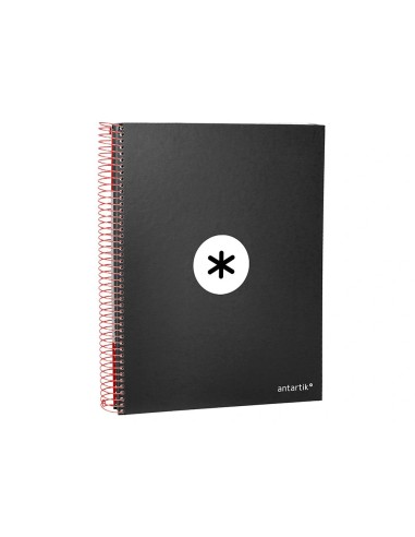 CI | Cuaderno espiral liderpapel a4 micro antartik tapa forrada 120h 100 gr cuadro5mm 5 bandas 4 taladros color negro