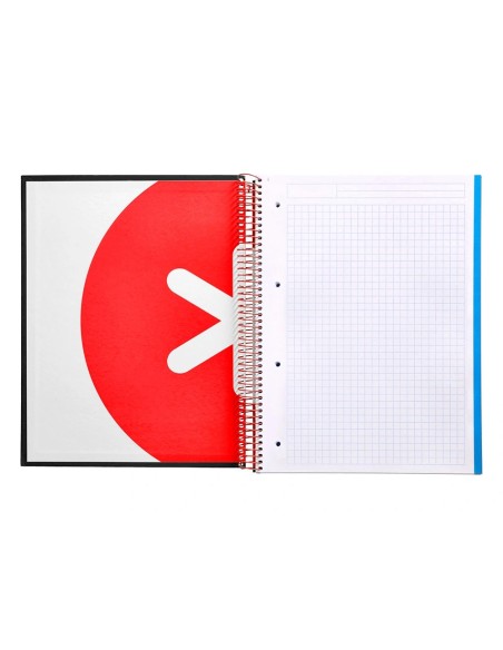CI | Cuaderno espiral liderpapel a4 micro antartik tapa forrada 120h 100 gr cuadro5mm 5 bandas 4 taladros color negro