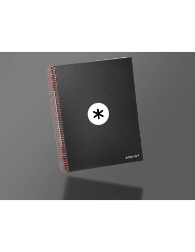 CI | Cuaderno espiral liderpapel a4 micro antartik tapa forrada 120h 100 gr cuadro5mm 5 bandas 4 taladros color negro