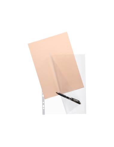 CI | Funda multitaladro q-connect din a4 80 micras cristal con apertura superior y lateral izquierda bolsa de 25 unidades