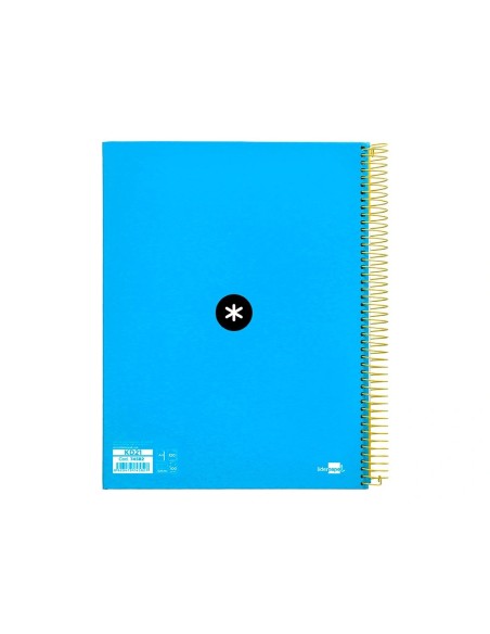 CI | Cuaderno espiral liderpapel a4 micro antartik tapa forrada 120h 100 gr cuadro5mm 5 bandas 4 taladros color azul