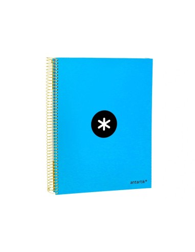 CI | Cuaderno espiral liderpapel a4 micro antartik tapa forrada 120h 100 gr cuadro5mm 5 bandas 4 taladros color azul