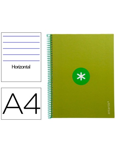 CI | Cuaderno Espiral Liderpapel A4 Micro Antartik Tapa Forrada80H 90 Gr Horizontal 1 Banda 4 Taladros Color Verde