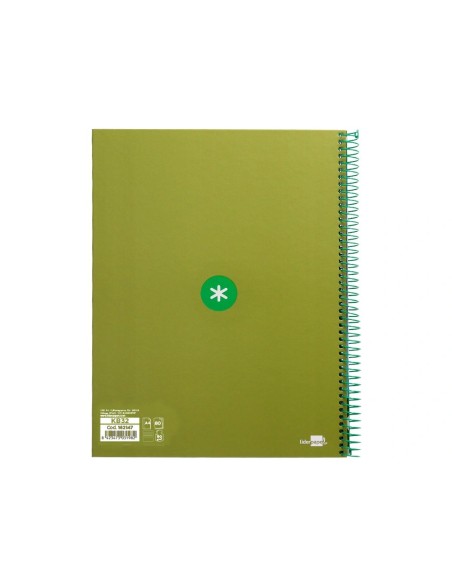 CI | Cuaderno Espiral Liderpapel A4 Micro Antartik Tapa Forrada80H 90 Gr Horizontal 1 Banda 4 Taladros Color Verde