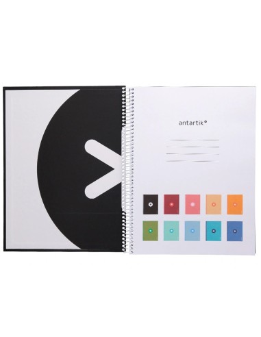 CI | Cuaderno Espiral Liderpapel A4 Micro Antartik Tapa Forrada80H 90 Gr Horizontal 1 Banda 4 Taladros Color Negro