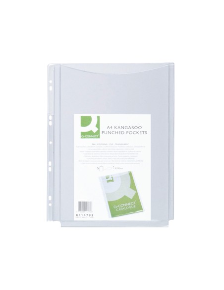 CI | Funda multitaladro q-connect con fuelle din a4 pvc 180 micras - bolsa de 5