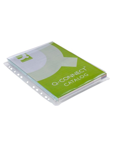 CI | Funda multitaladro q-connect con fuelle din a4 pvc 180 micras - bolsa de 5