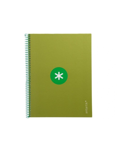 CI | Cuaderno Espiral Liderpapel A4 Micro Antartik Tapa Forrada 80H 90 Gr Cuadro 5Mm 1 Banda 4 Taladros Verde