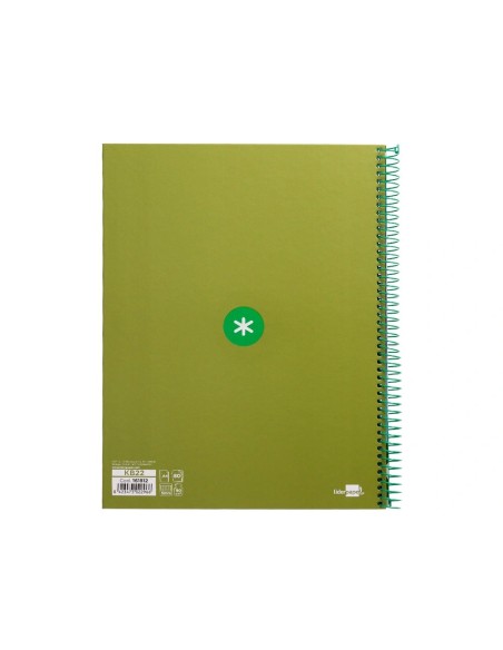 CI | Cuaderno Espiral Liderpapel A4 Micro Antartik Tapa Forrada 80H 90 Gr Cuadro 5Mm 1 Banda 4 Taladros Verde
