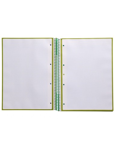 CI | Cuaderno Espiral Liderpapel A4 Micro Antartik Tapa Forrada 80H 90 Gr Cuadro 5Mm 1 Banda 4 Taladros Verde