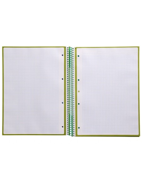 CI | Cuaderno Espiral Liderpapel A4 Micro Antartik Tapa Forrada 80H 90 Gr Cuadro 5Mm 1 Banda 4 Taladros Verde